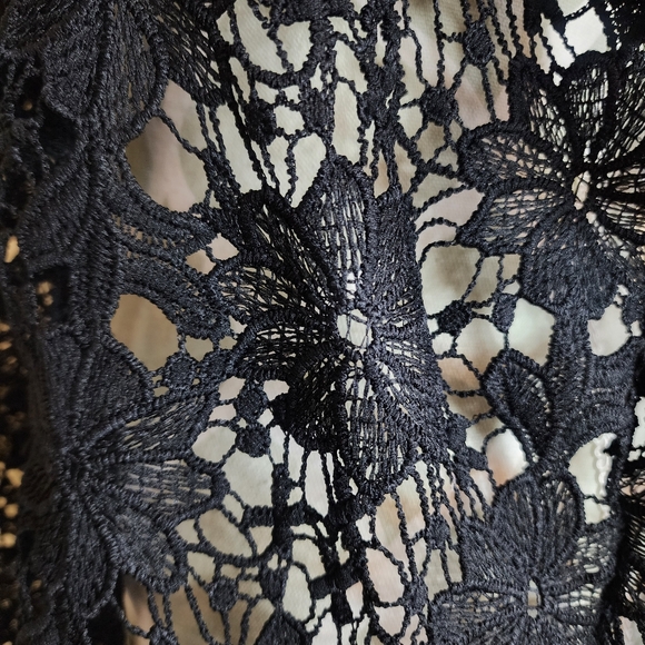 Lacey Floral Crochet Bikini Swimsuit Cover Up Dress Top with Tassels Size Medium - Picture 7 of 12